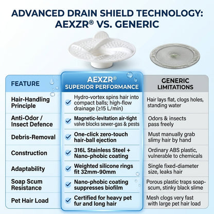 🔥 2026 HOT SALE | 50K+ SOLD! 💥 AEXZR® Hydro‑Vortex Magnetic‑Levitation Zero‑Touch Drain Shield – Fast Drainage, Total Odor & Insect Block, No More Touching Slimy Hair Balls 🚀