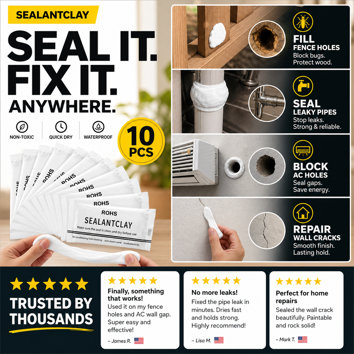 ❌ Stop Rats & Bugs! Waterproof Hole Sealing Clay Putty