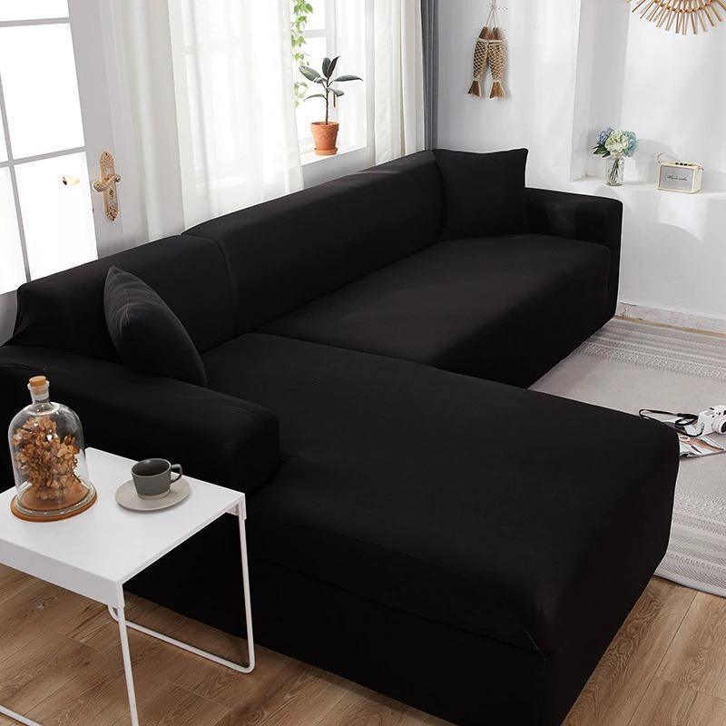 Corner Sectional Sofa Cover Classic Black Main View