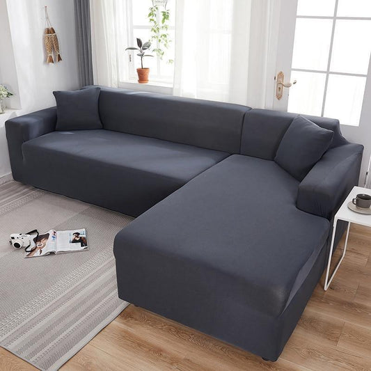 Corner Sectional Sofa Cover Clay Gray Main View