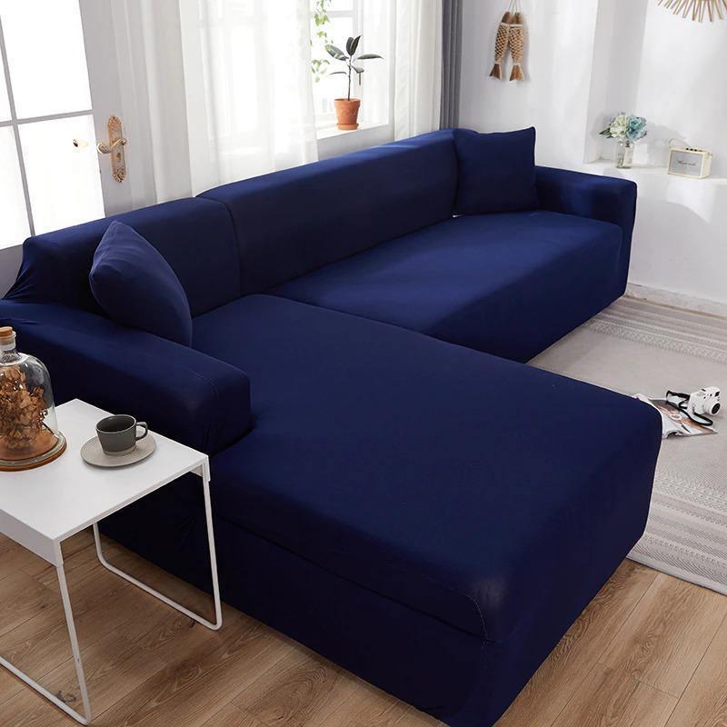 Corner Sectional Sofa Cover Night Blue Main View