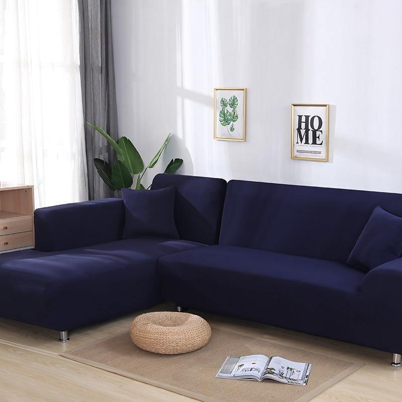 Corner Sectional Sofa Cover Night Blue Angle View