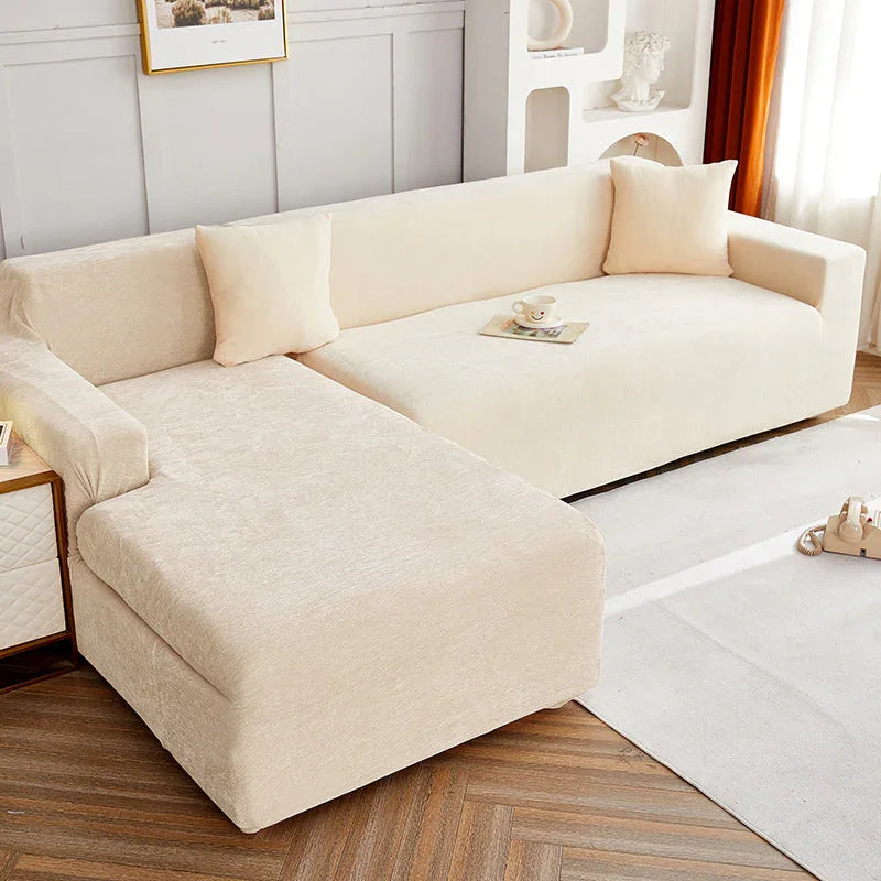 Corner Sectional Sofa Cover Snow Neil Beige Angle View
