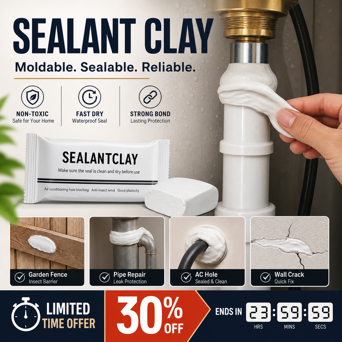❌ Stop Rats & Bugs! Waterproof Hole Sealing Clay Putty