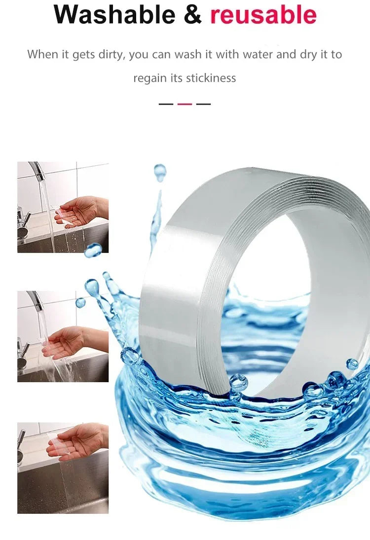 ✨ Transparent Nano Magic Tape – Reusable, Double-Sided, Leaves No Residue & Strong Adhesion for Household Use 🏠