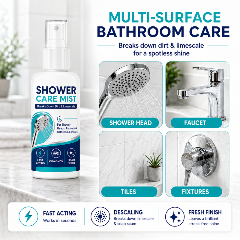 ⏰LIMITED TIME 49% OFF! 🚿 Instant Limescale Remover Spray | 🧼Restore Shiny Chrome & Water Flow