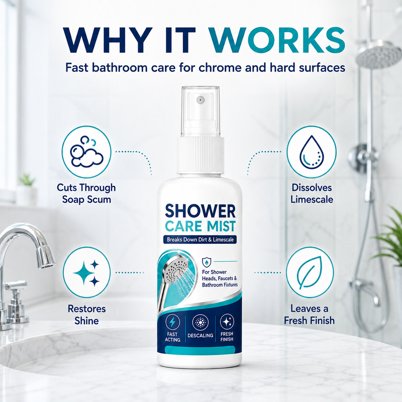 ⏰LIMITED TIME 49% OFF! 🚿 Instant Limescale Remover Spray | 🧼Restore Shiny Chrome & Water Flow