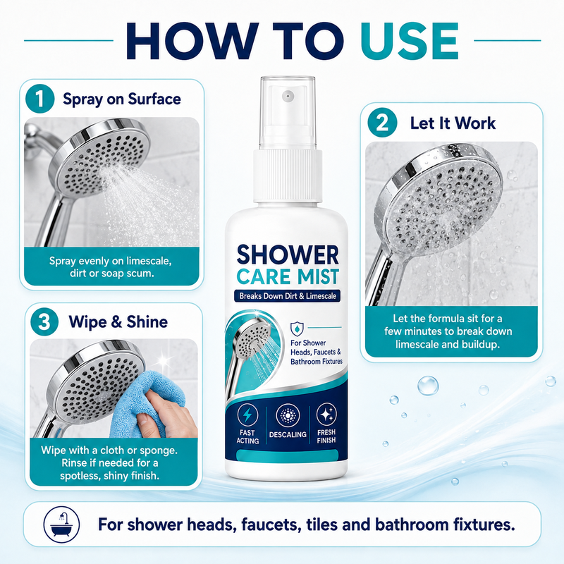 ⏰LIMITED TIME 49% OFF! 🚿 Instant Limescale Remover Spray | 🧼Restore Shiny Chrome & Water Flow