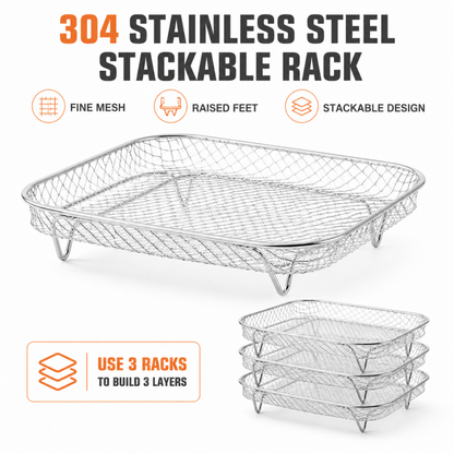 🍟Stackable Air Fryer Racks - Triple Your Cooking Capacity & Eliminate Uneven Heating