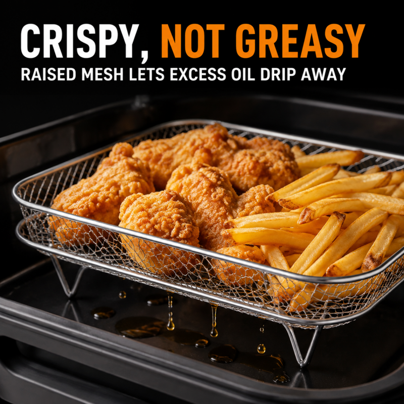 🍟Stackable Air Fryer Racks - Triple Your Cooking Capacity & Eliminate Uneven Heating