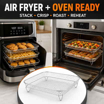🍟Stackable Air Fryer Racks - Triple Your Cooking Capacity & Eliminate Uneven Heating