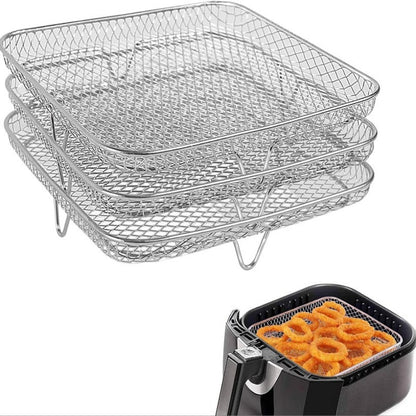 🍟Stackable Air Fryer Racks - Triple Your Cooking Capacity & Eliminate Uneven Heating